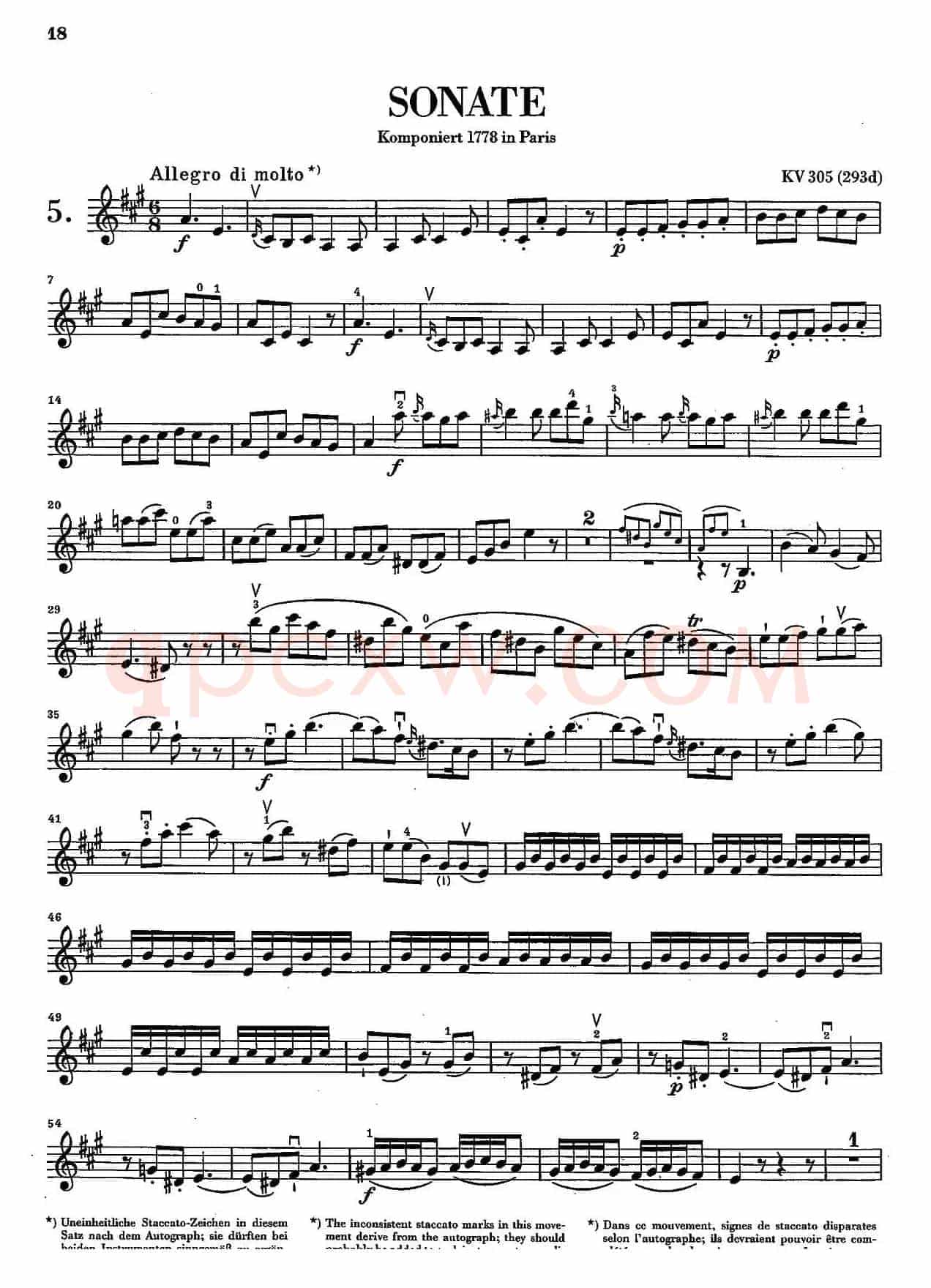 SONATE KV305（奏鸣曲 KV305）