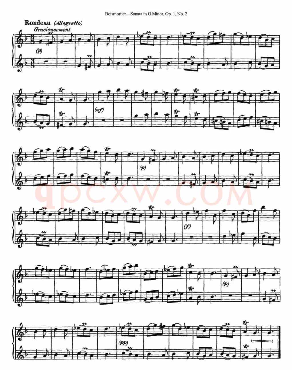 博伊斯卯绨G大调双长笛奏鸣曲Op.1（NO.2）