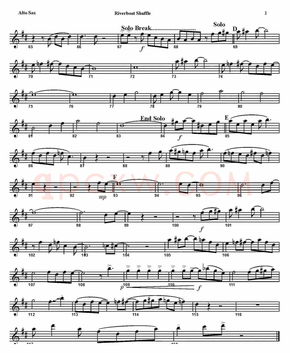 RIVERBOAT SHUFFLE（四重奏·中音萨克斯分谱）