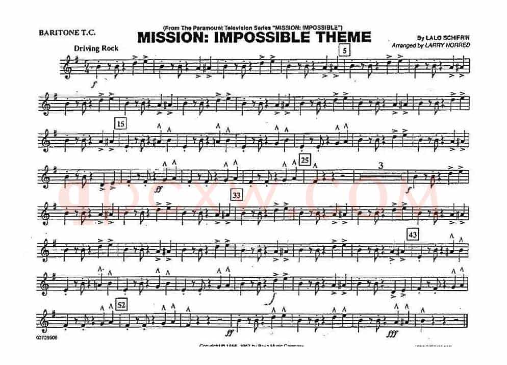 MISSION:IMPOSSIBLE THEME（分谱：上低音号）