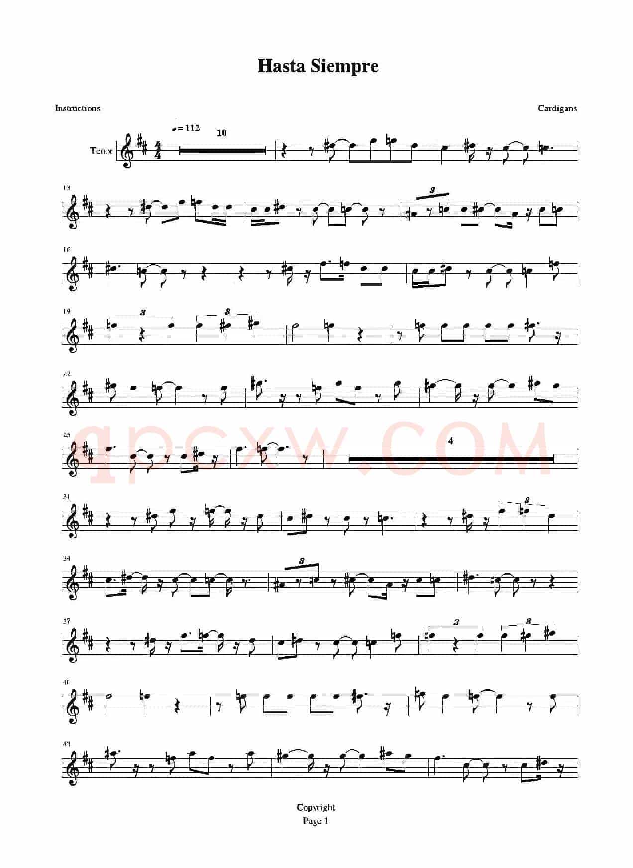 Hasta siempre（又名：Che Guevara（切·格瓦拉））（次中音萨克斯）