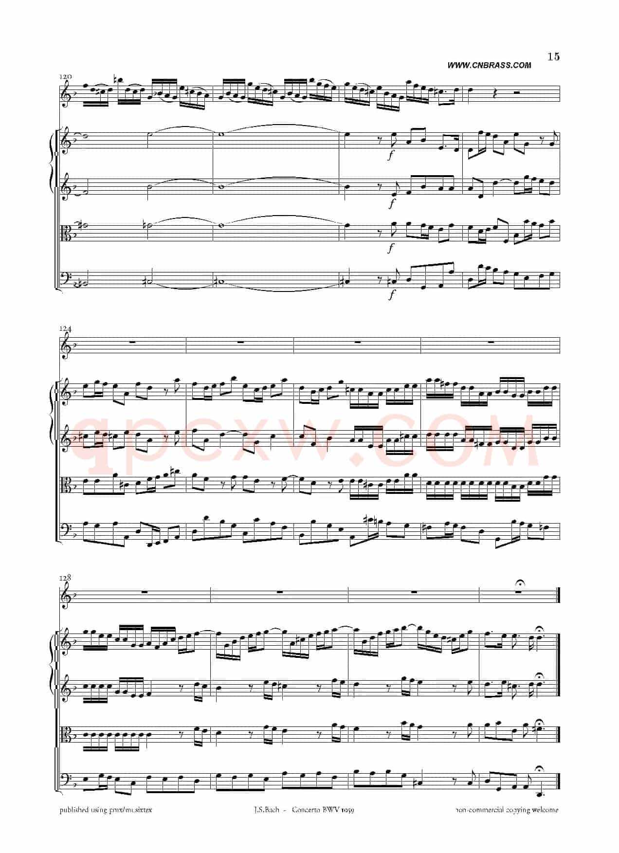 Concerto BWV 1059（双簧管与弦乐D小调协奏曲）