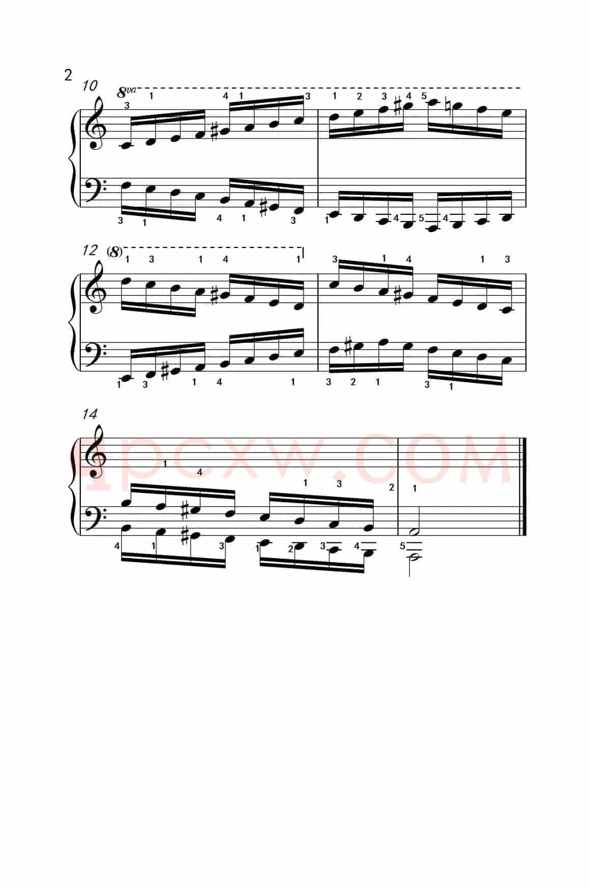 A小调音阶（反向四个八度）（儿童钢琴练习曲）
