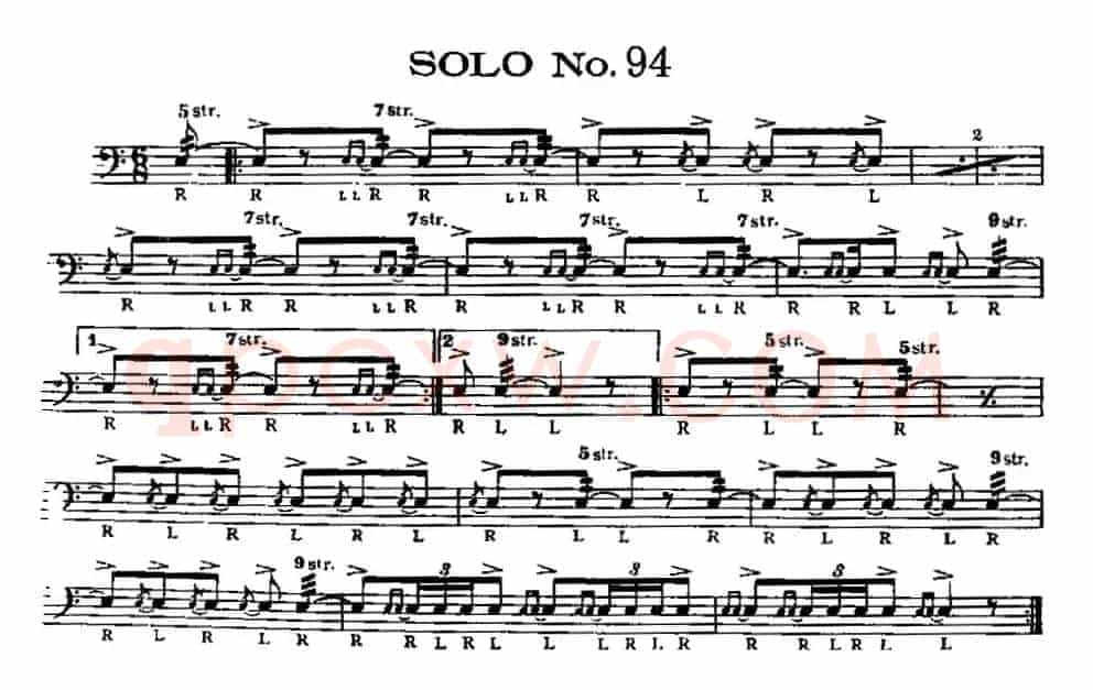 美国军鼓 SOLO No.91-95（爵士鼓谱）