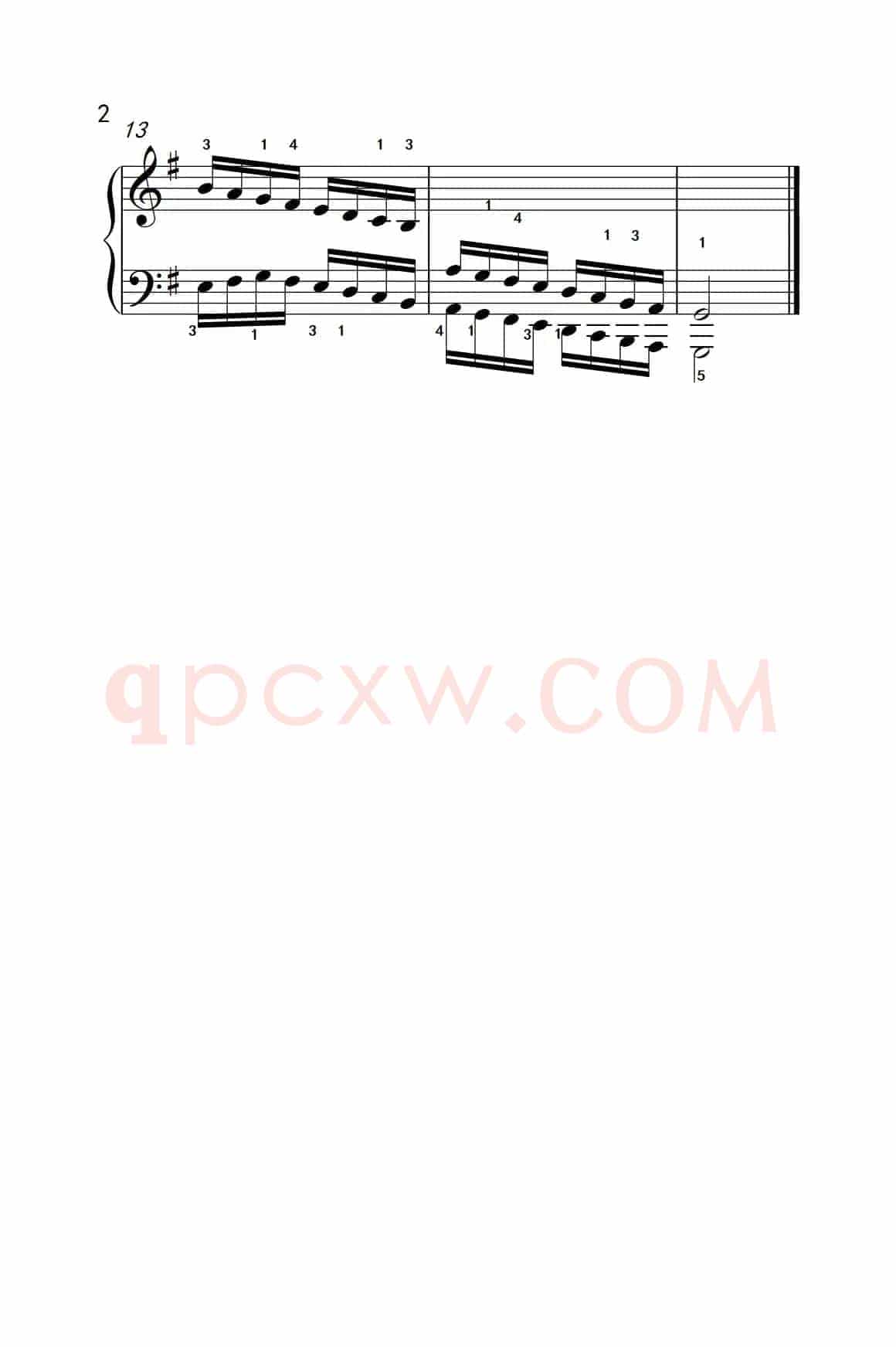G大调音阶（反向四个八度）（儿童钢琴练习曲）