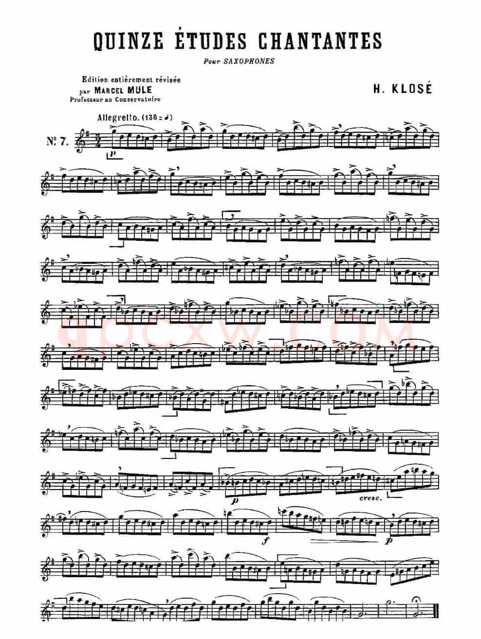 Klose Etudes Chantantes Pour Saxophone（练习曲之七）
