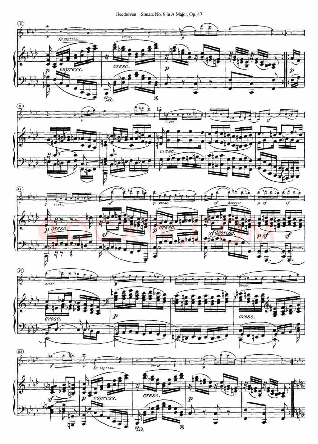 Violin Sonata No.9 in A Major Op.47（小提琴+钢琴伴奏）