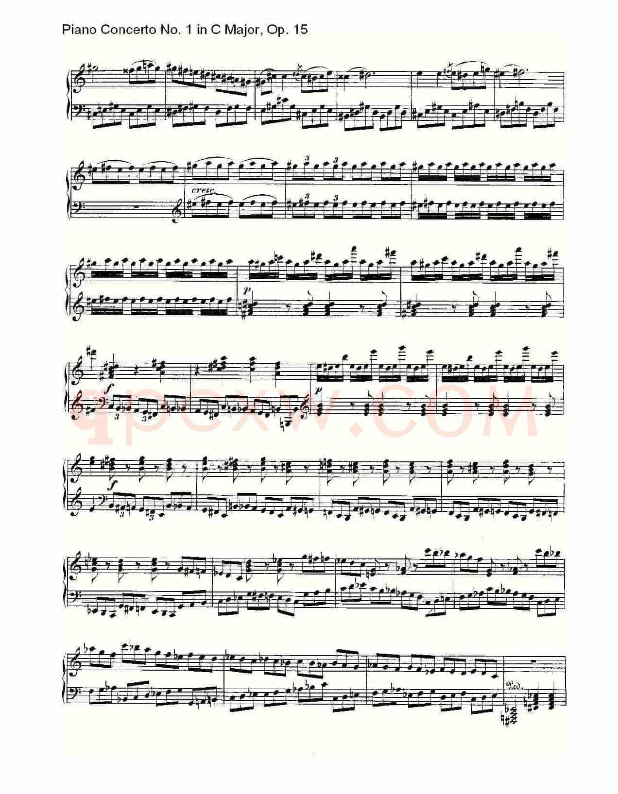 C大调钢琴第一协奏曲 Op.15 华彩乐段