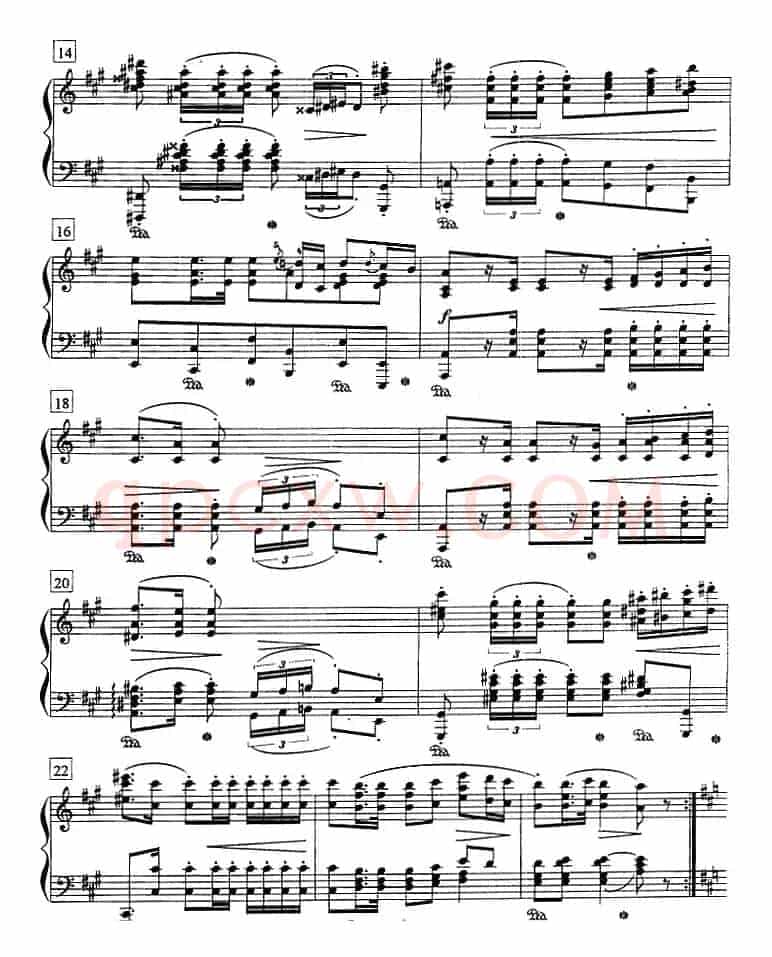 钢琴教程第八级 中外乐曲（A大调波兰舞曲 Op.40 No.1）