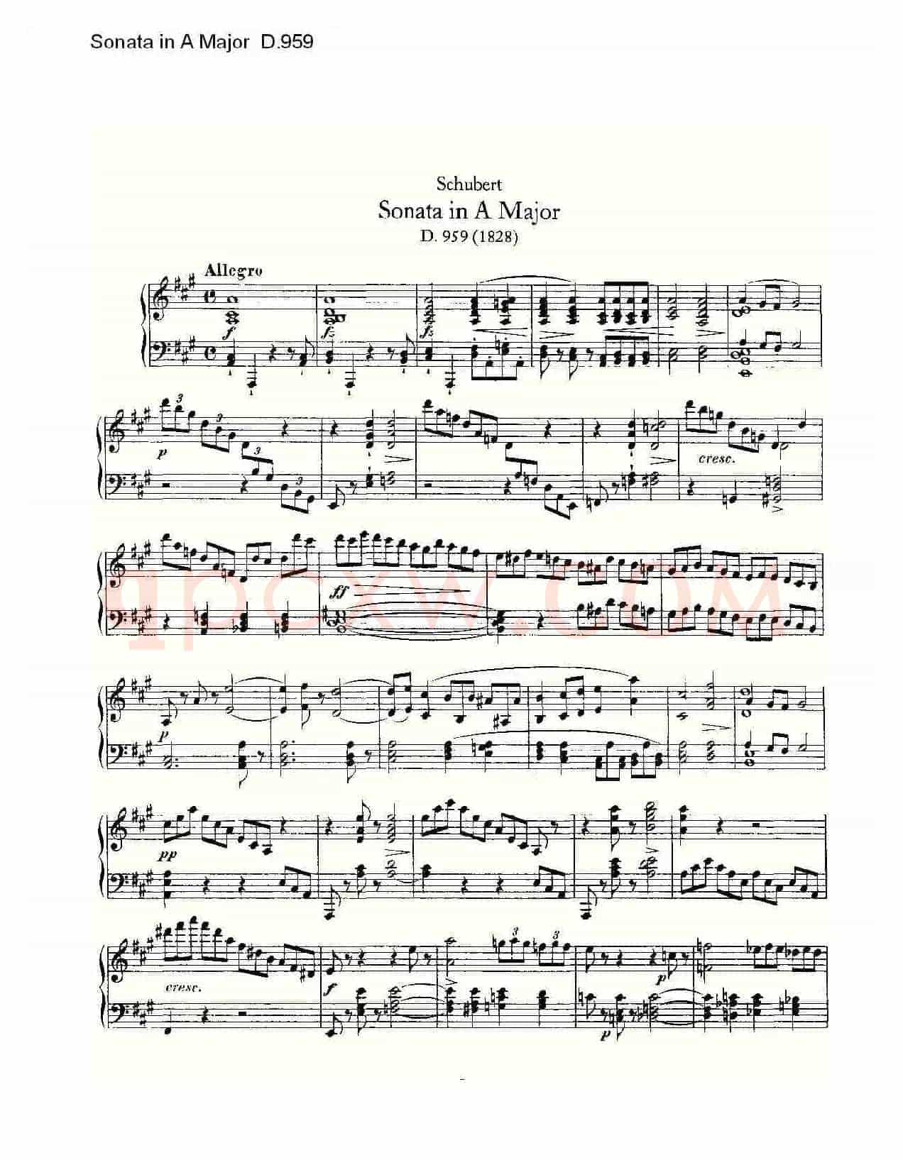 Sonata in A Major D.959（A大调奏鸣曲 D.959）