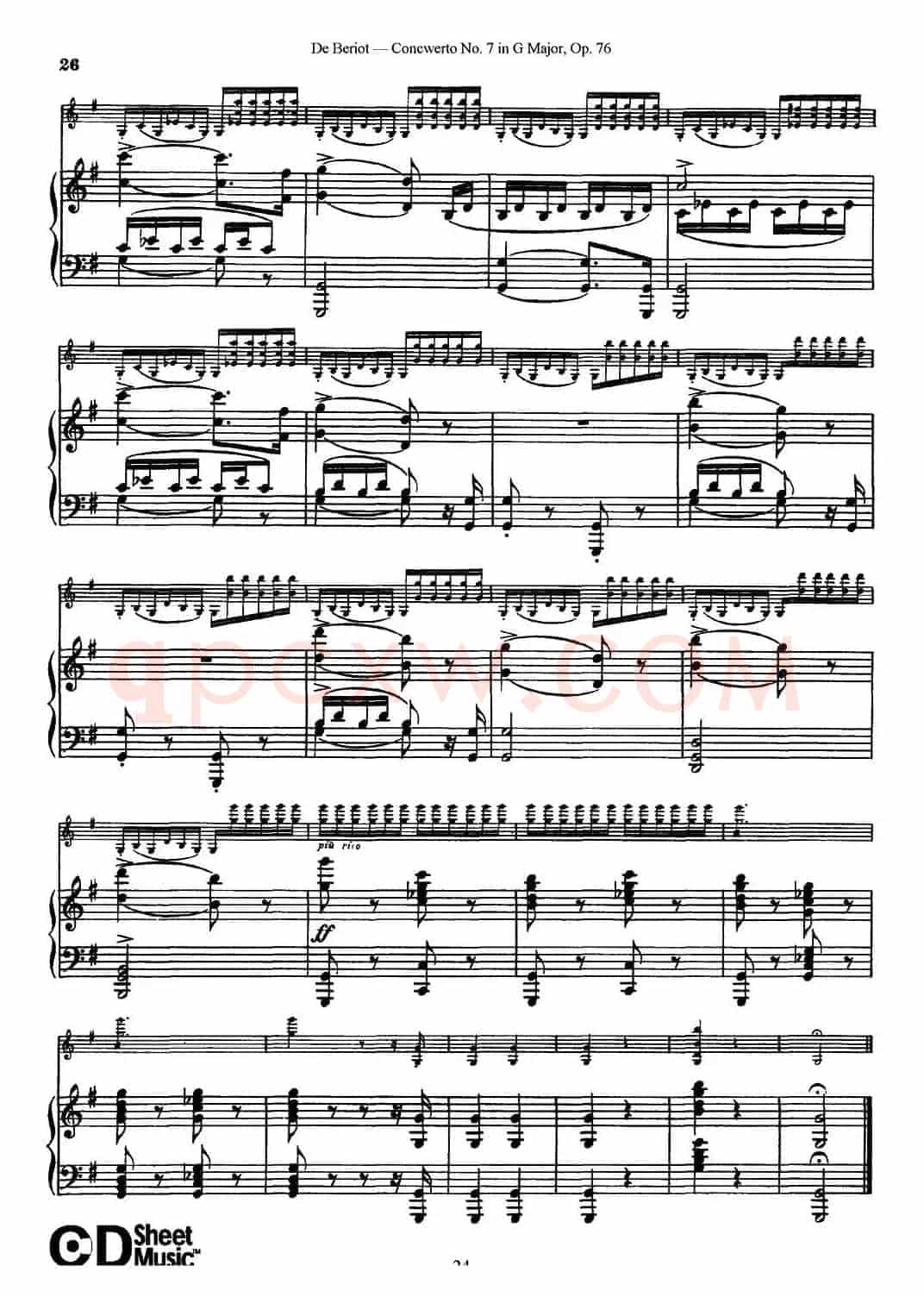 G大调第七协奏曲（Concerto No.7 in G Major）Op.76（小提琴+钢琴伴奏）