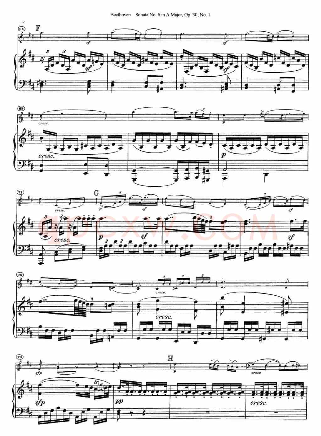 Violin Sonata No.6 in A Major Op.30 No.1（小提琴+钢琴伴奏）
