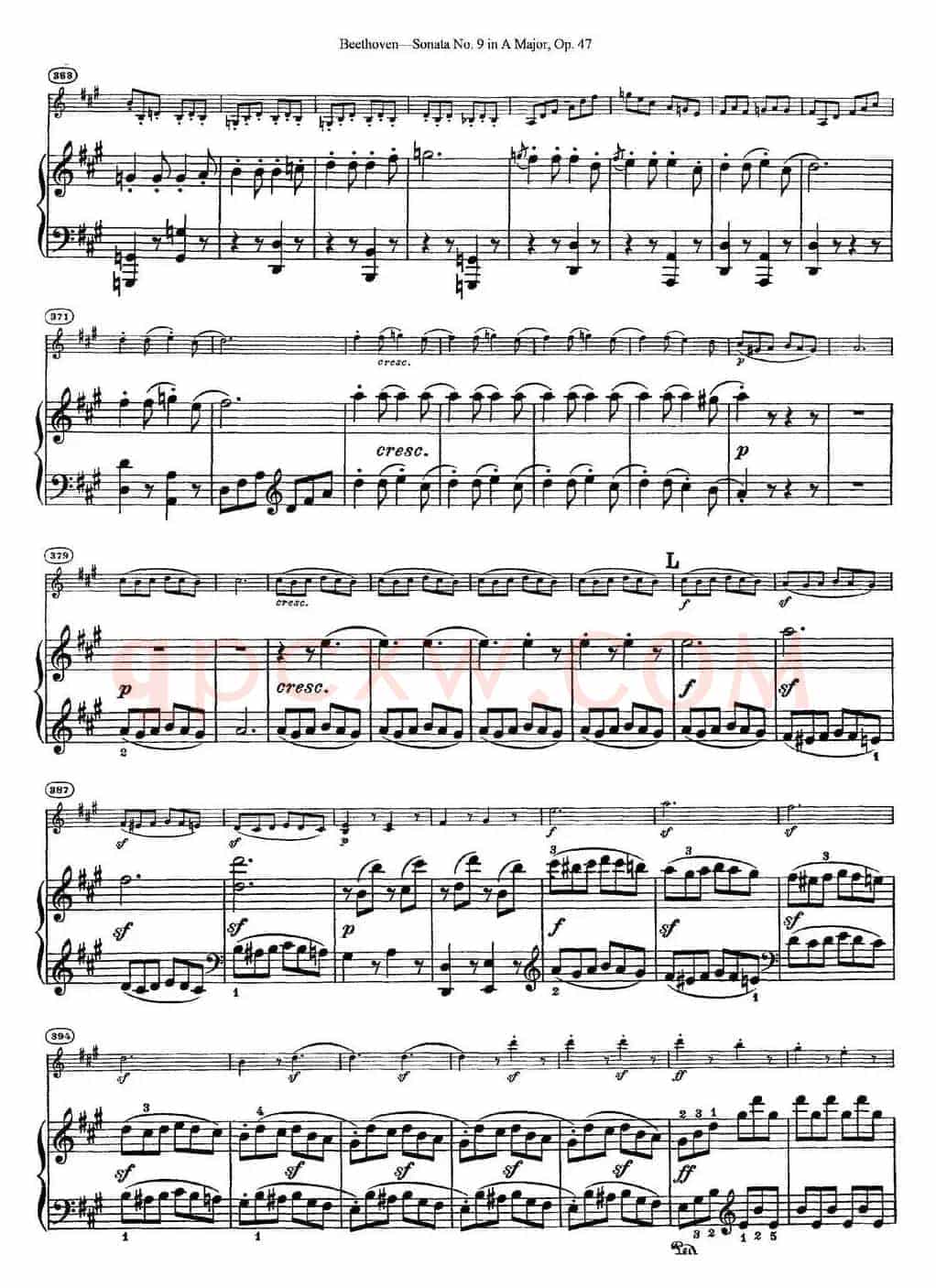 Violin Sonata No.9 in A Major Op.47（小提琴+钢琴伴奏）