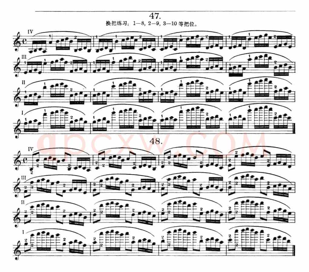 小提琴换把练习·作品第八号（第七节）