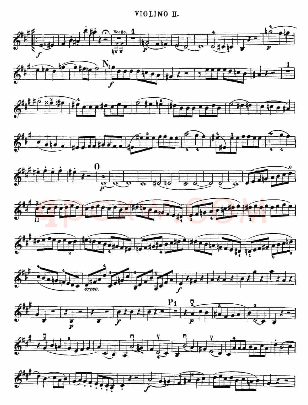 Mozart《Quartet No.18 in A Major,K.464》（Violin 2分谱）