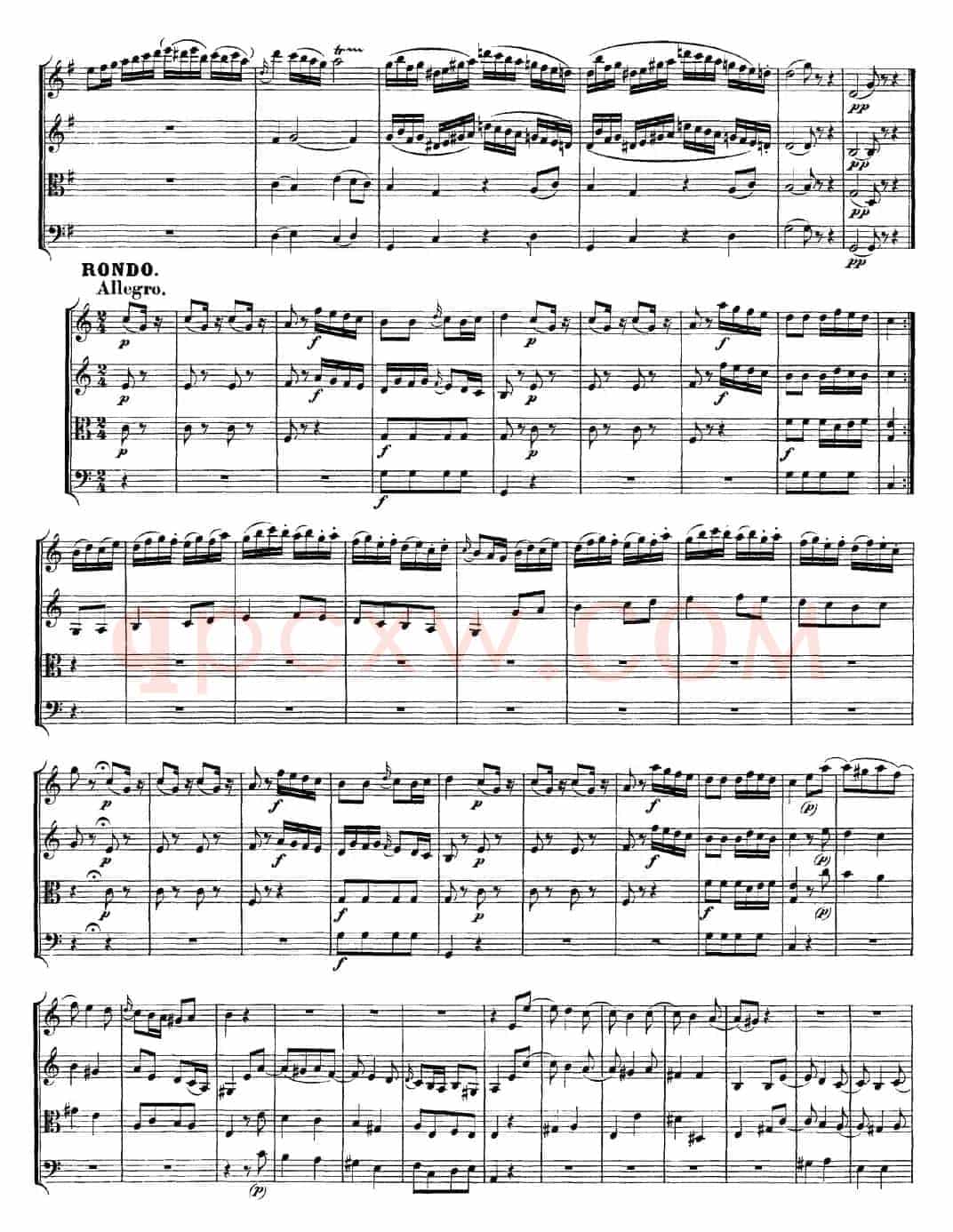 Mozart《Quartet No.10 in C Major,K.170》（总谱）