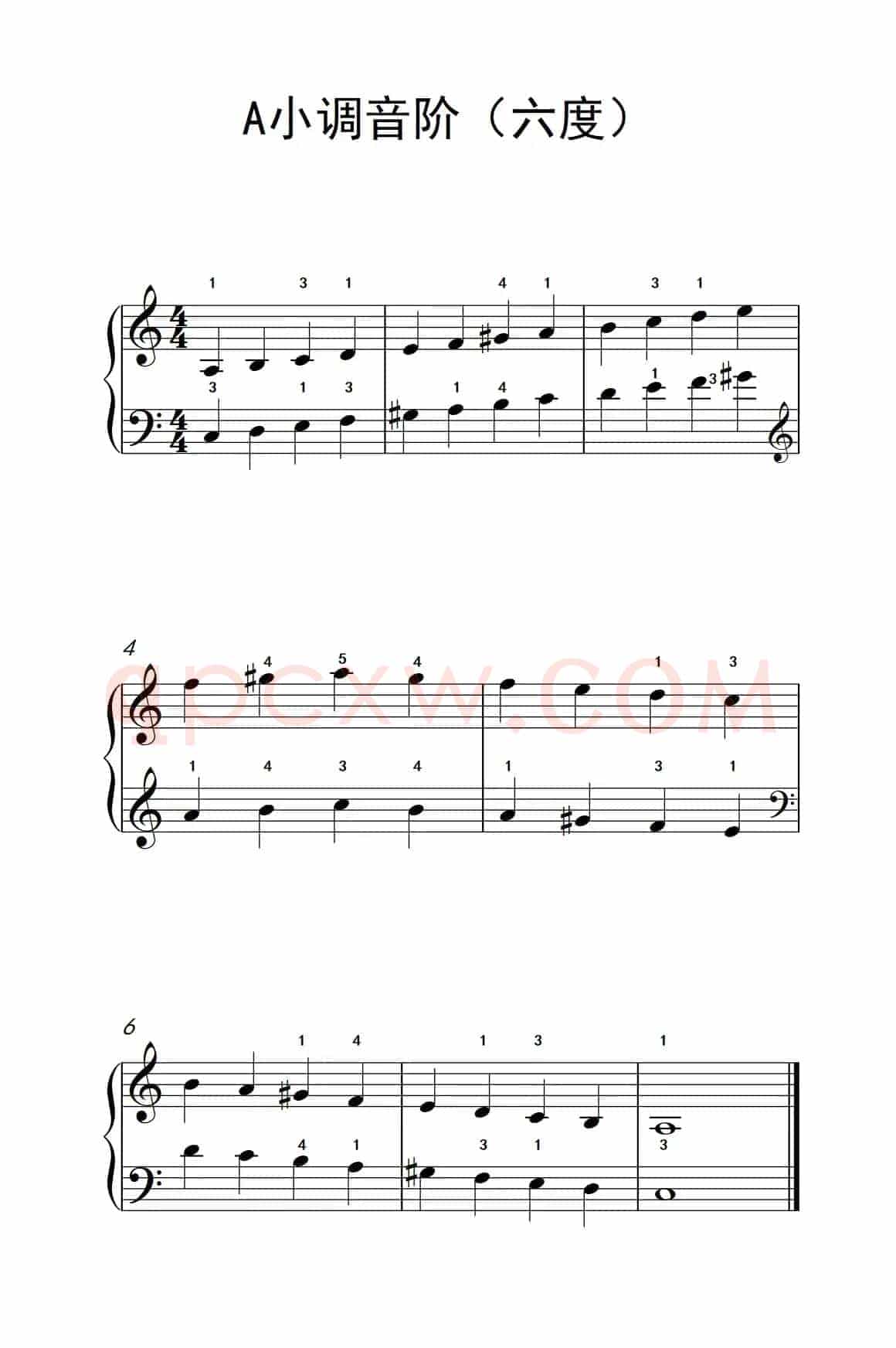 A小调音阶（六度）（儿童钢琴练习曲）