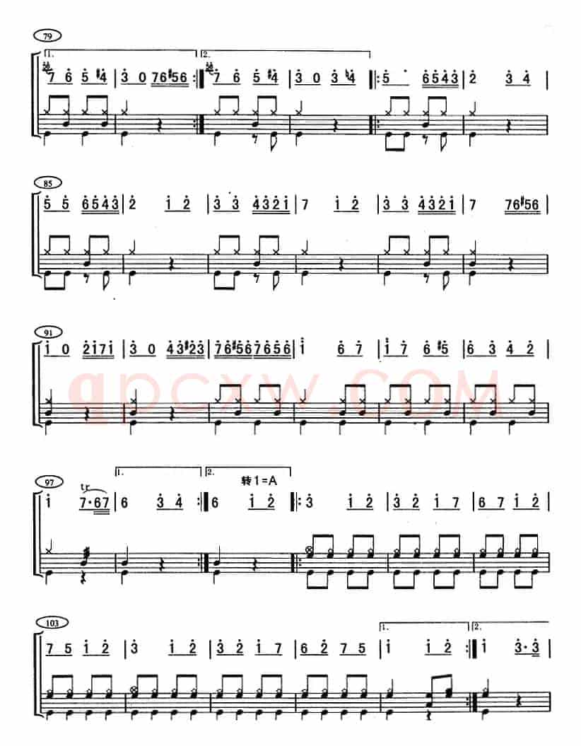 土耳其进行曲（架子鼓、主旋律+鼓谱）