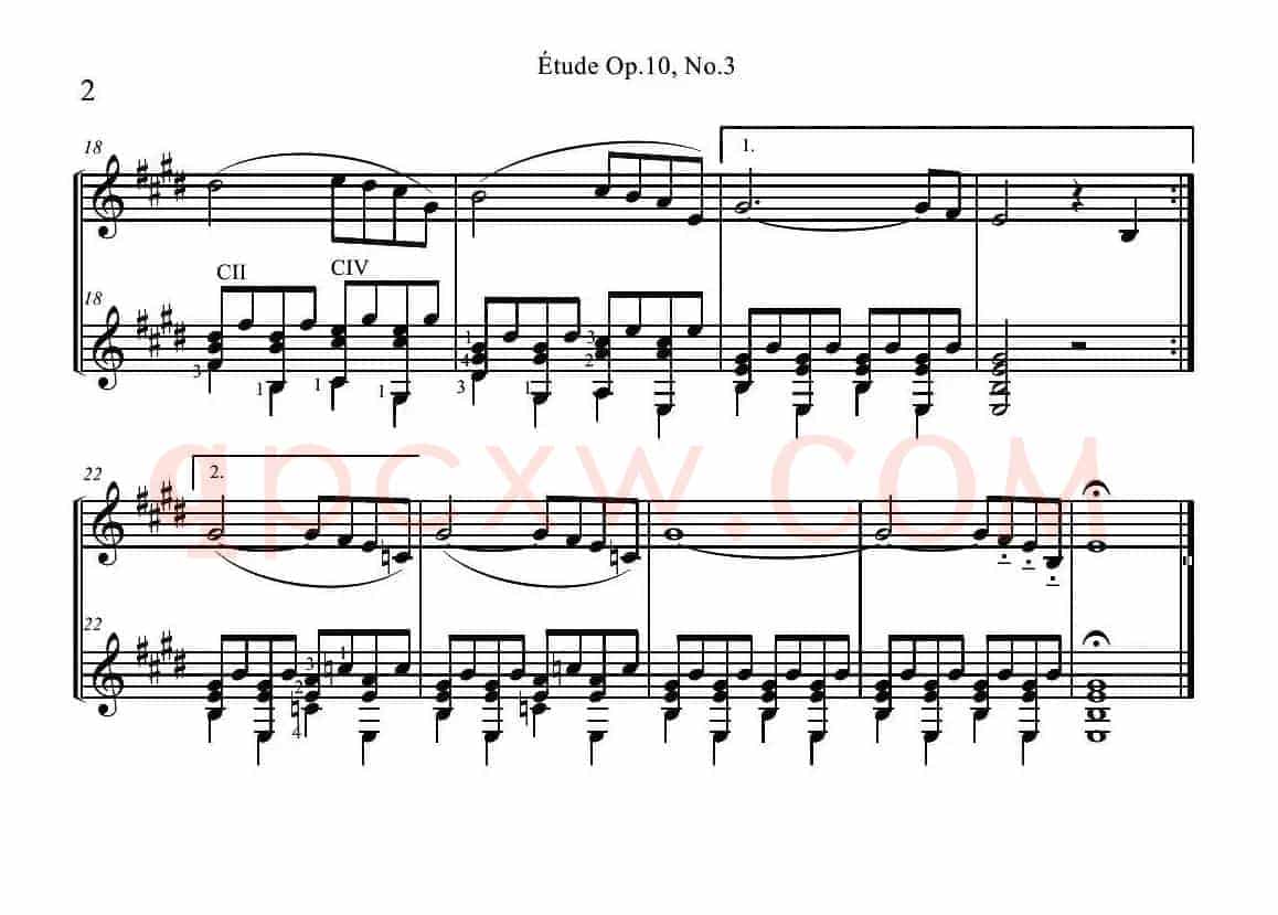 Etude in E major Op.10,No.3（小提琴吉它二重奏）