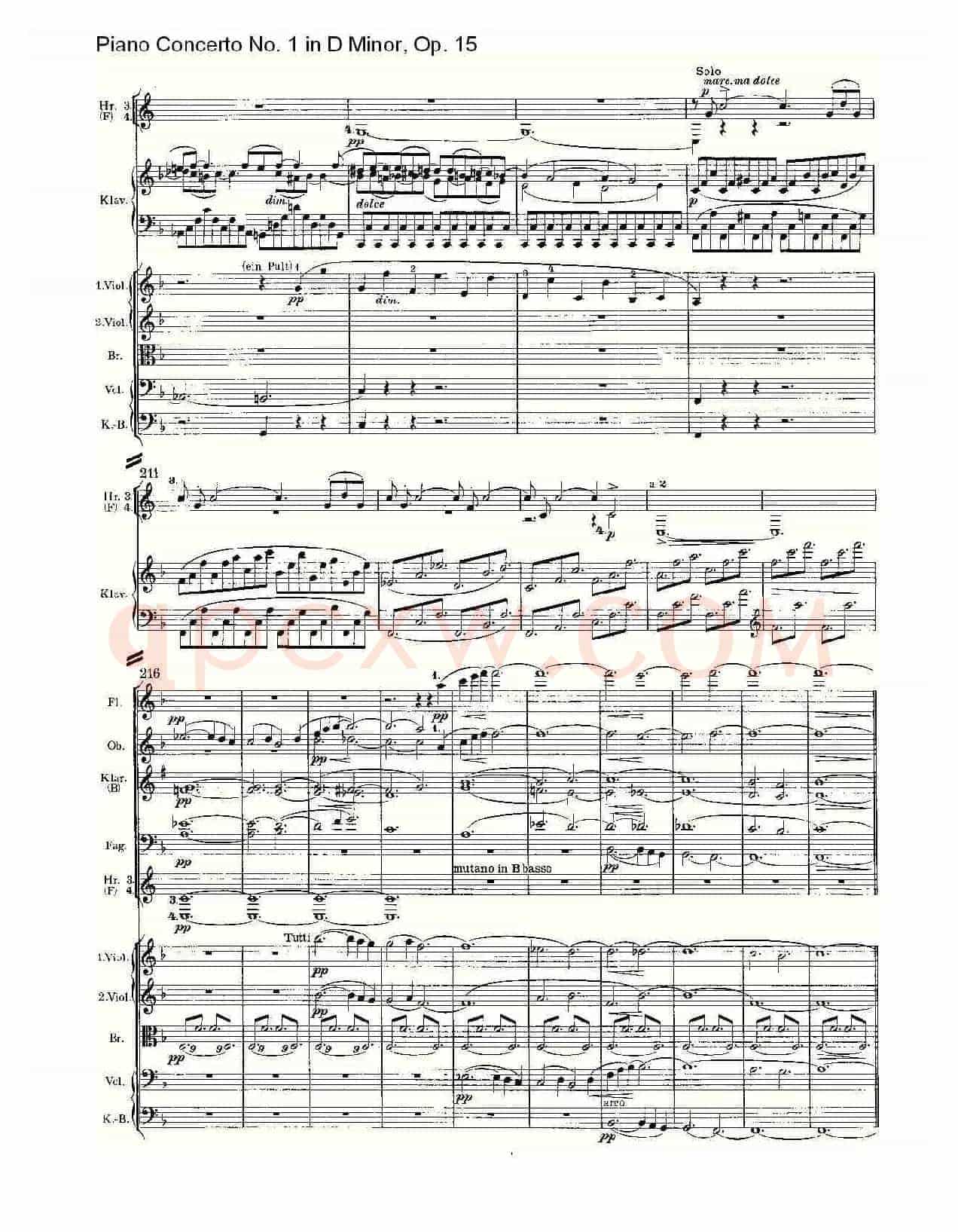 D小调钢琴第一协奏曲, Op.15第一乐章(一)