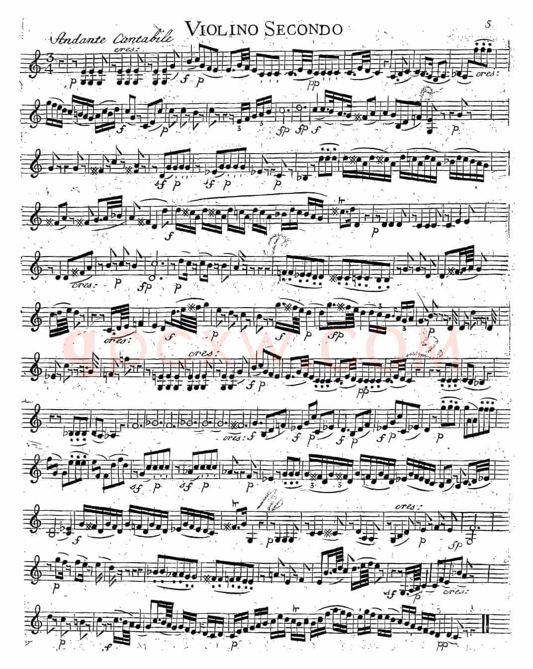 Mozart《Quartet No.14 in G Major,K.387》（Violin 2分谱）