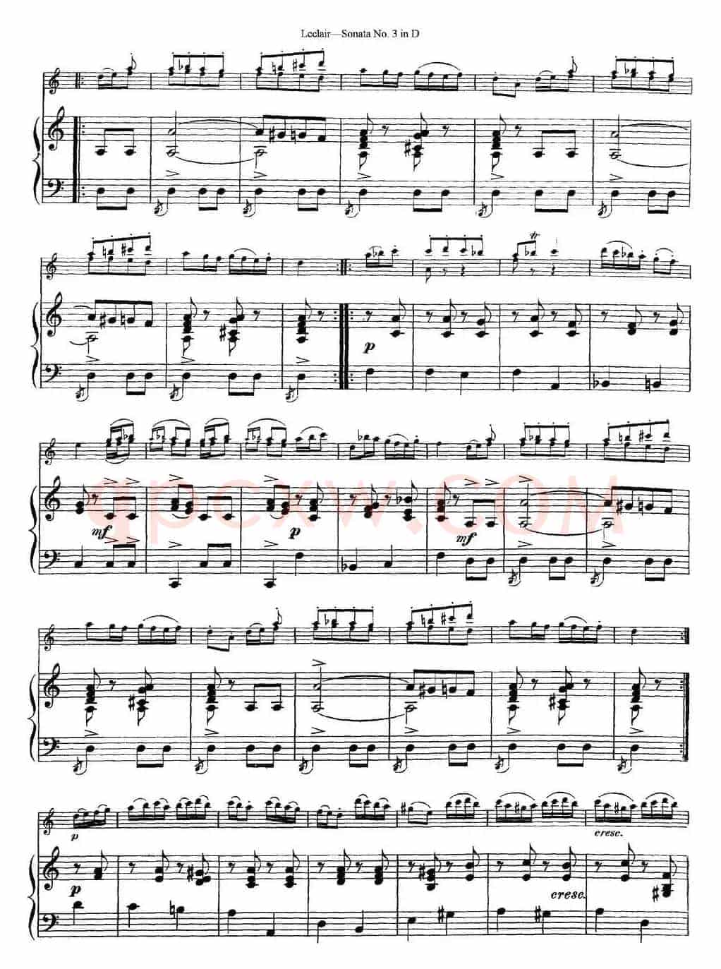 Violin Sonata No.3 In D Major（小提琴+钢琴伴奏）