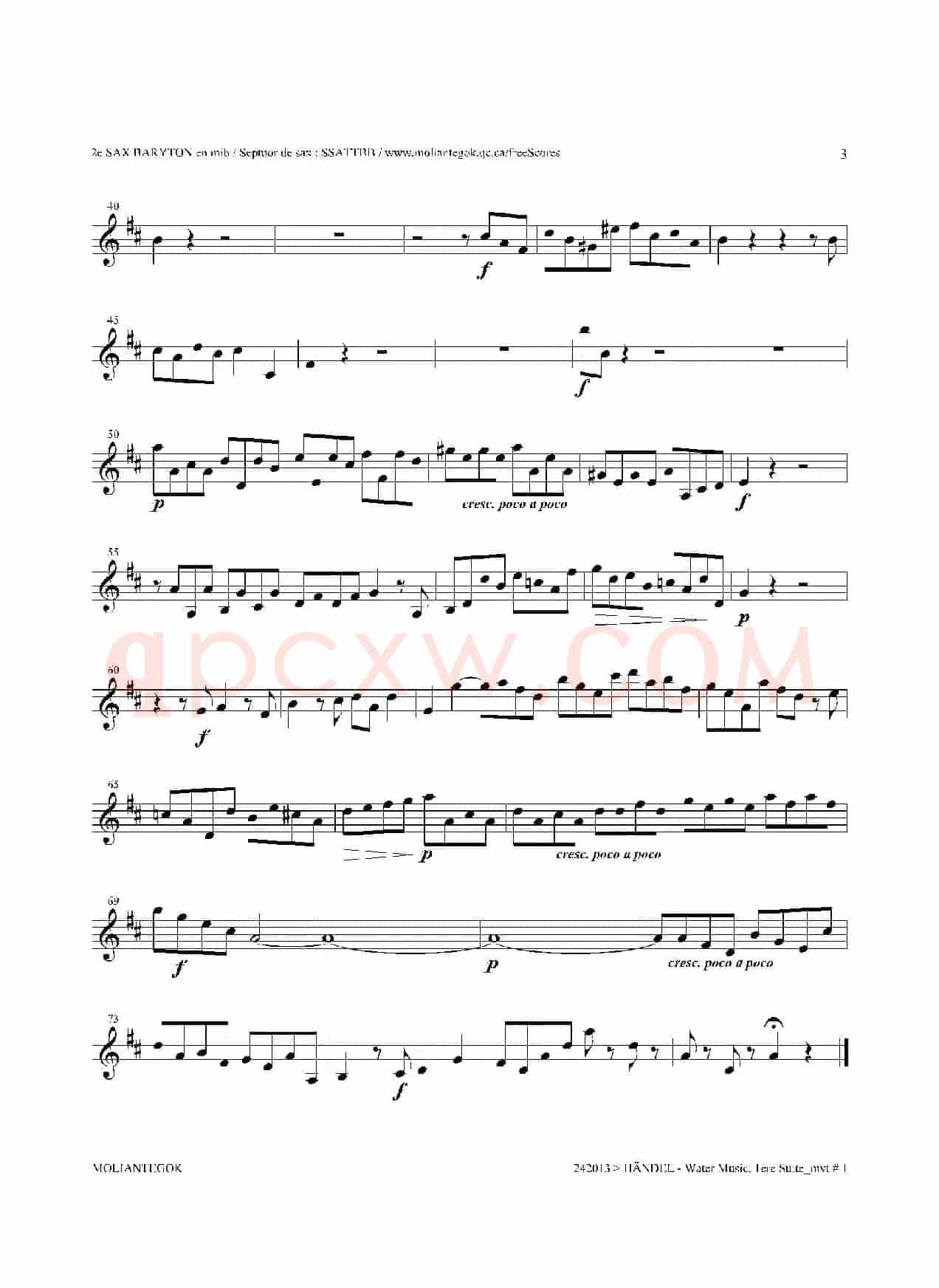 Water Music（HWV.348 No.1）（第二上低音萨克斯）
