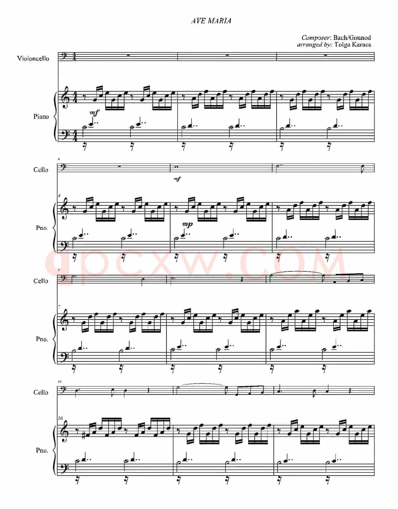 Ave Moria（圣母颂）（大提琴独奏+钢琴伴奏）