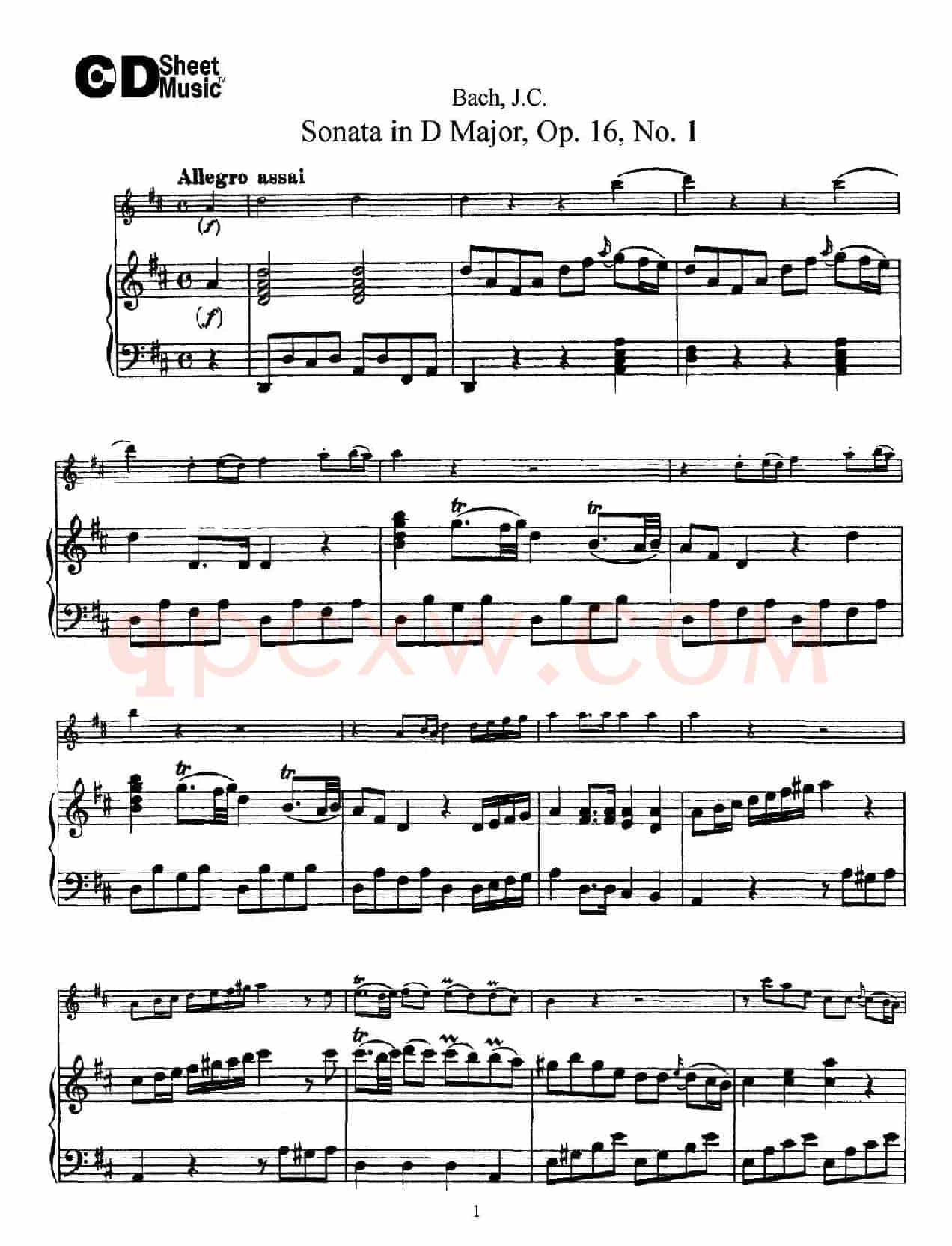 Sonata in D Major,Op.16 No.1（小提琴+钢琴伴奏）