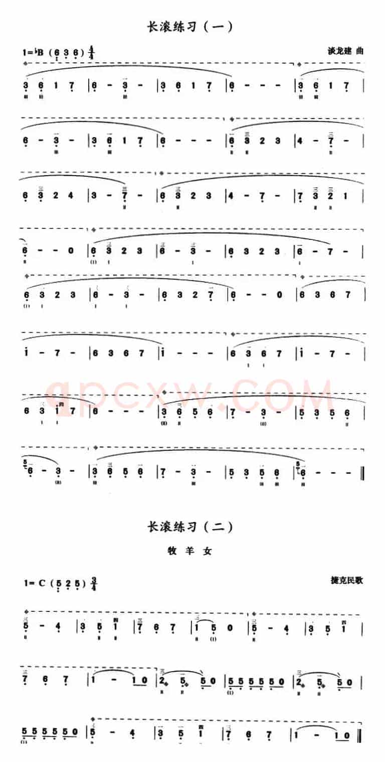 谈龙建三弦长滚练习曲（简谱）