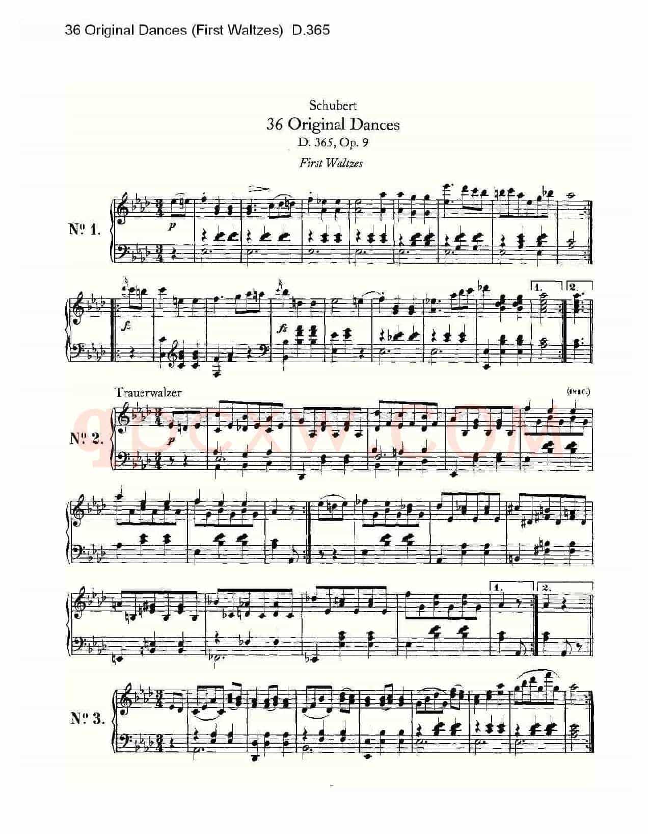 36 Original Dances（First Waltzes) D.36）