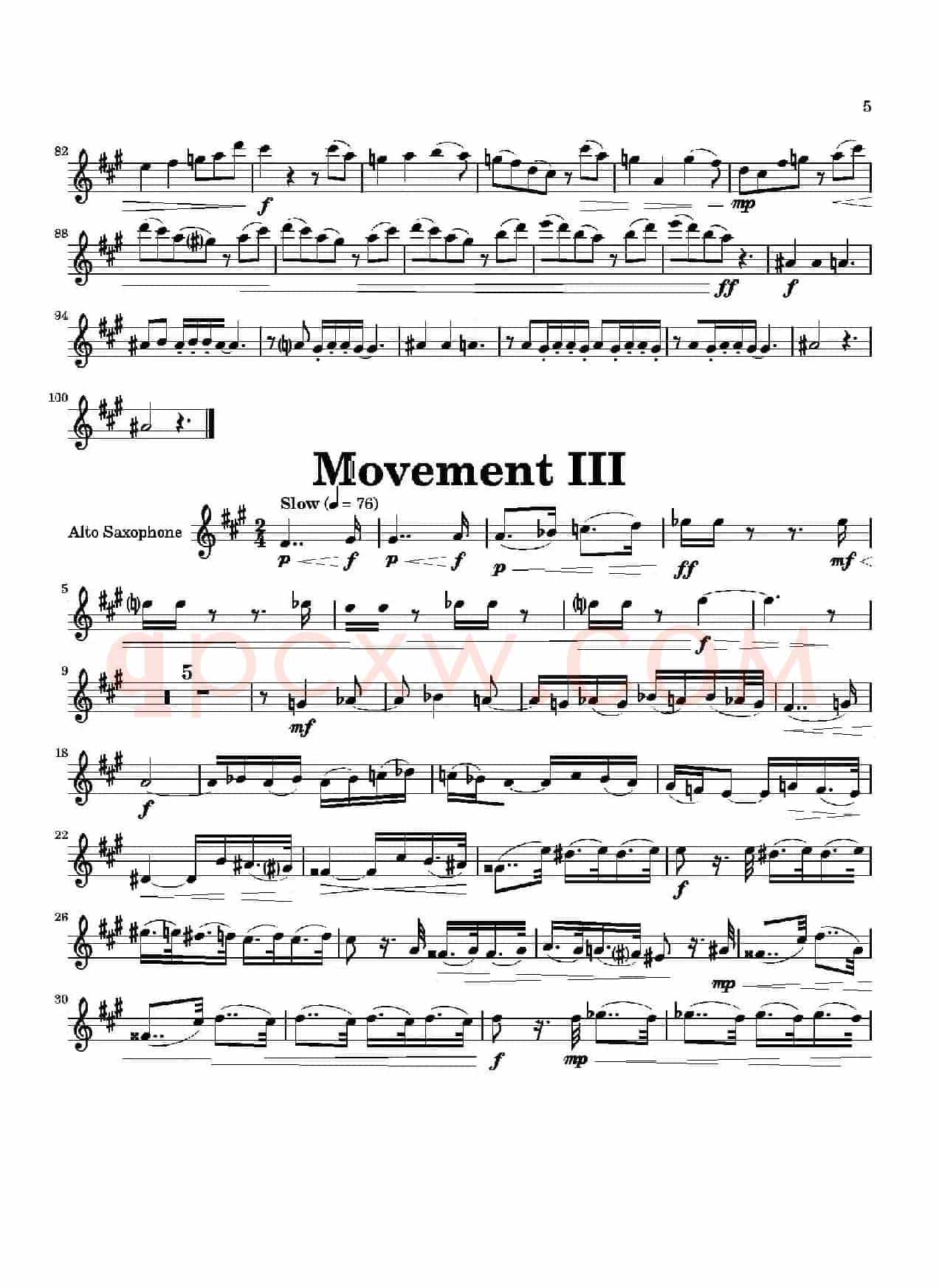 Movement（四重奏中音萨克斯分谱）