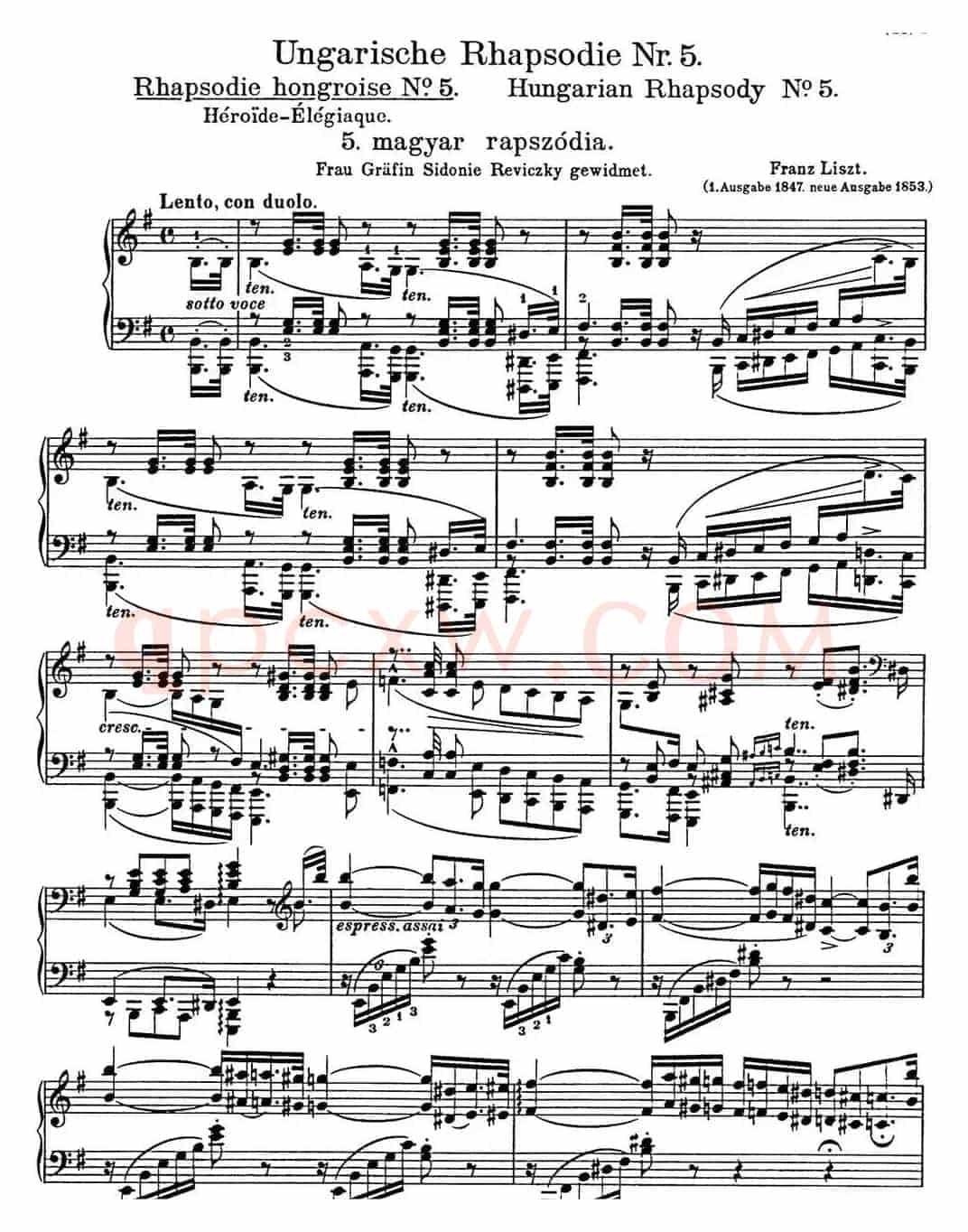 李斯特 匈牙利狂想曲 Hungarian Rhapsodies S.244 No.5