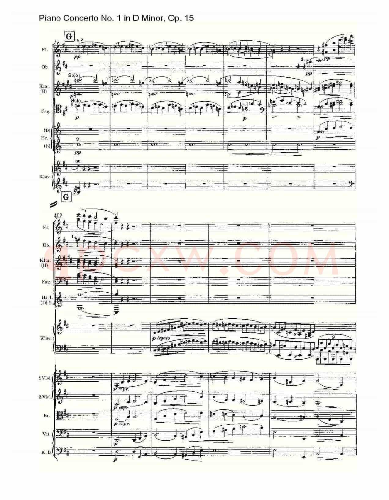 D小调钢琴第一协奏曲, Op.15第一乐章(二)