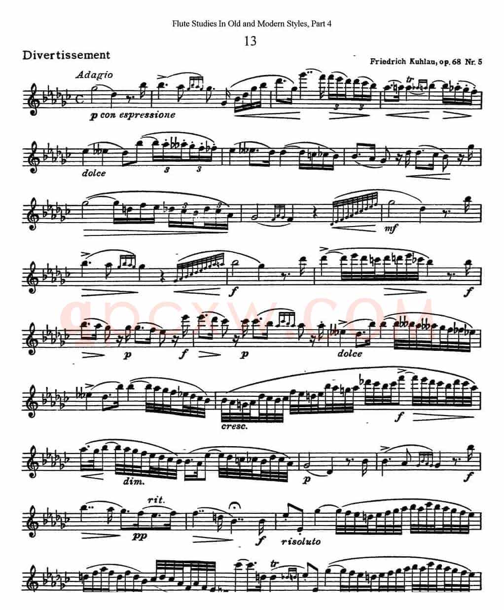 斯勒新老风格长笛练习重奏曲（第四部分）（NO.13）