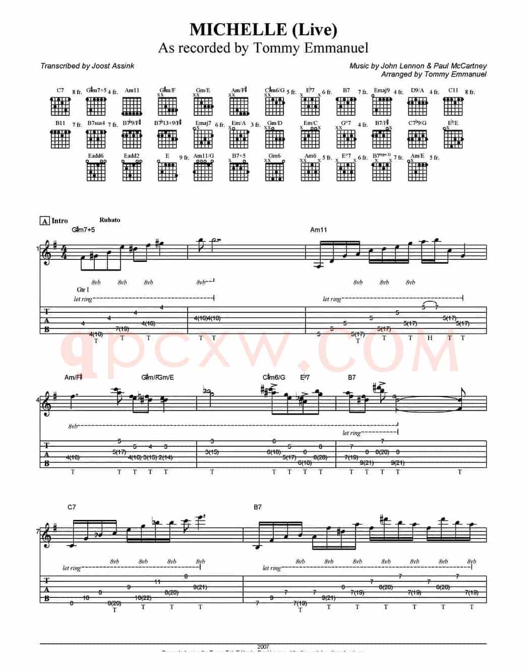 tommy emmanuel：michelle （live）（指弹吉他）
