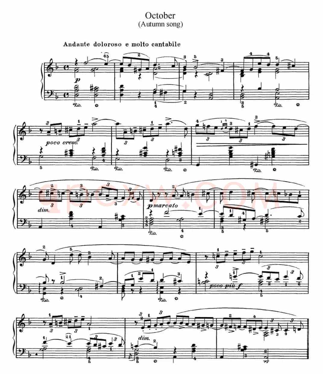 柴可夫斯基 四季 10月 秋之歌 d小调 Autumn Song D minor