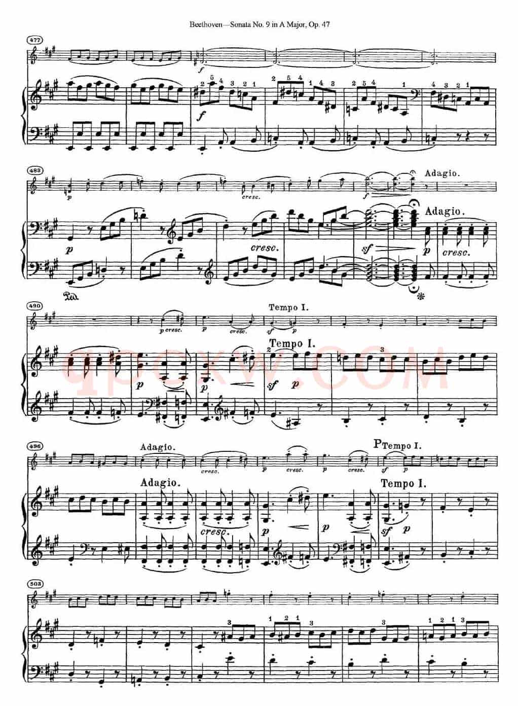 Violin Sonata No.9 in A Major Op.47（小提琴+钢琴伴奏）