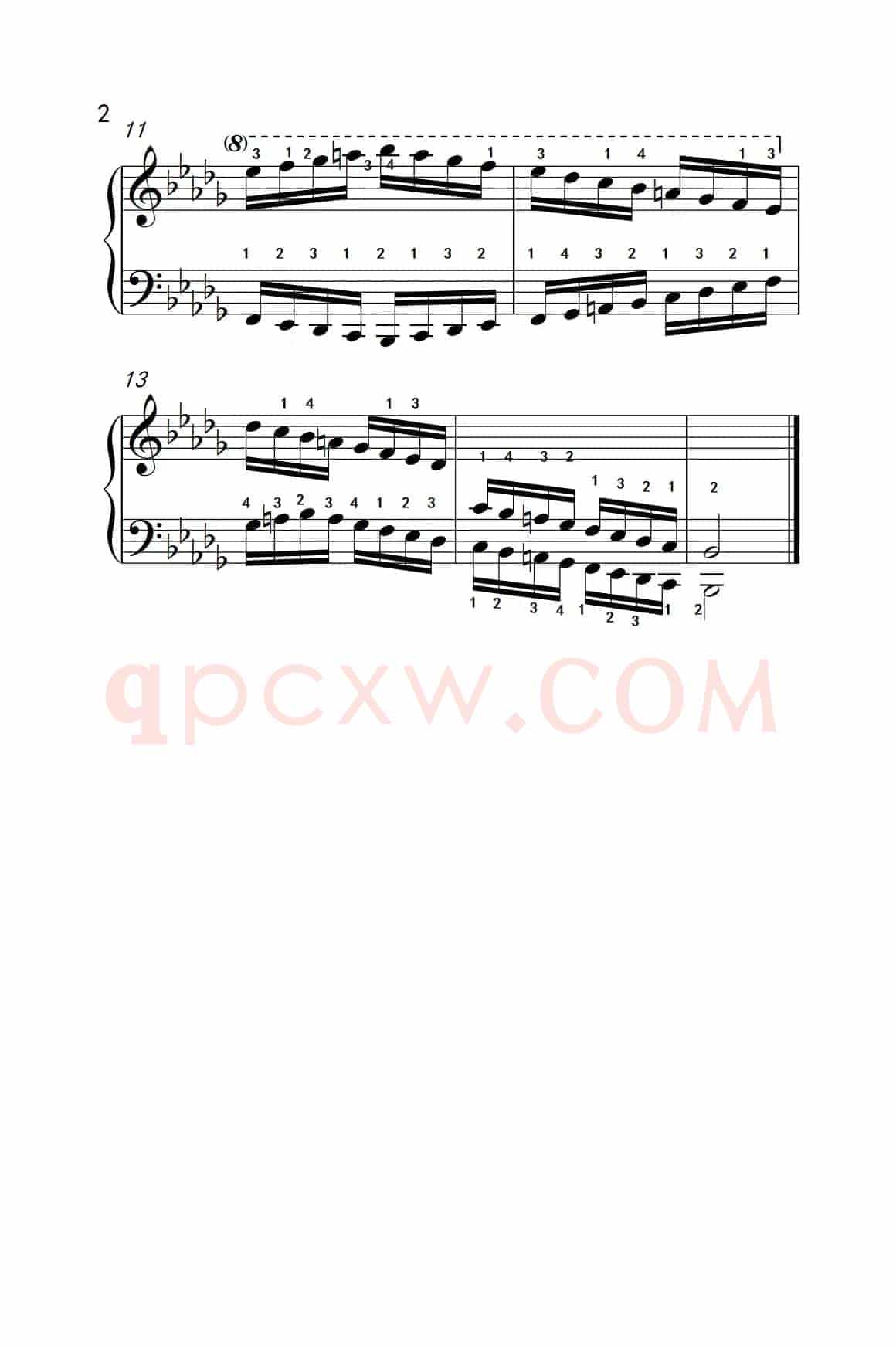 降B小调音阶（反向四个八度）（孩子们的钢琴音阶、和弦与琶音 2）