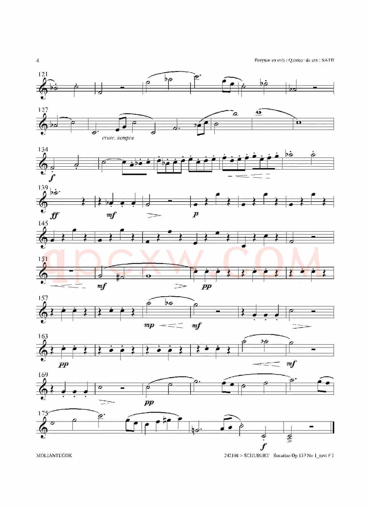 Sonatine Op.137 No 1（四重奏上低音萨克斯分谱）