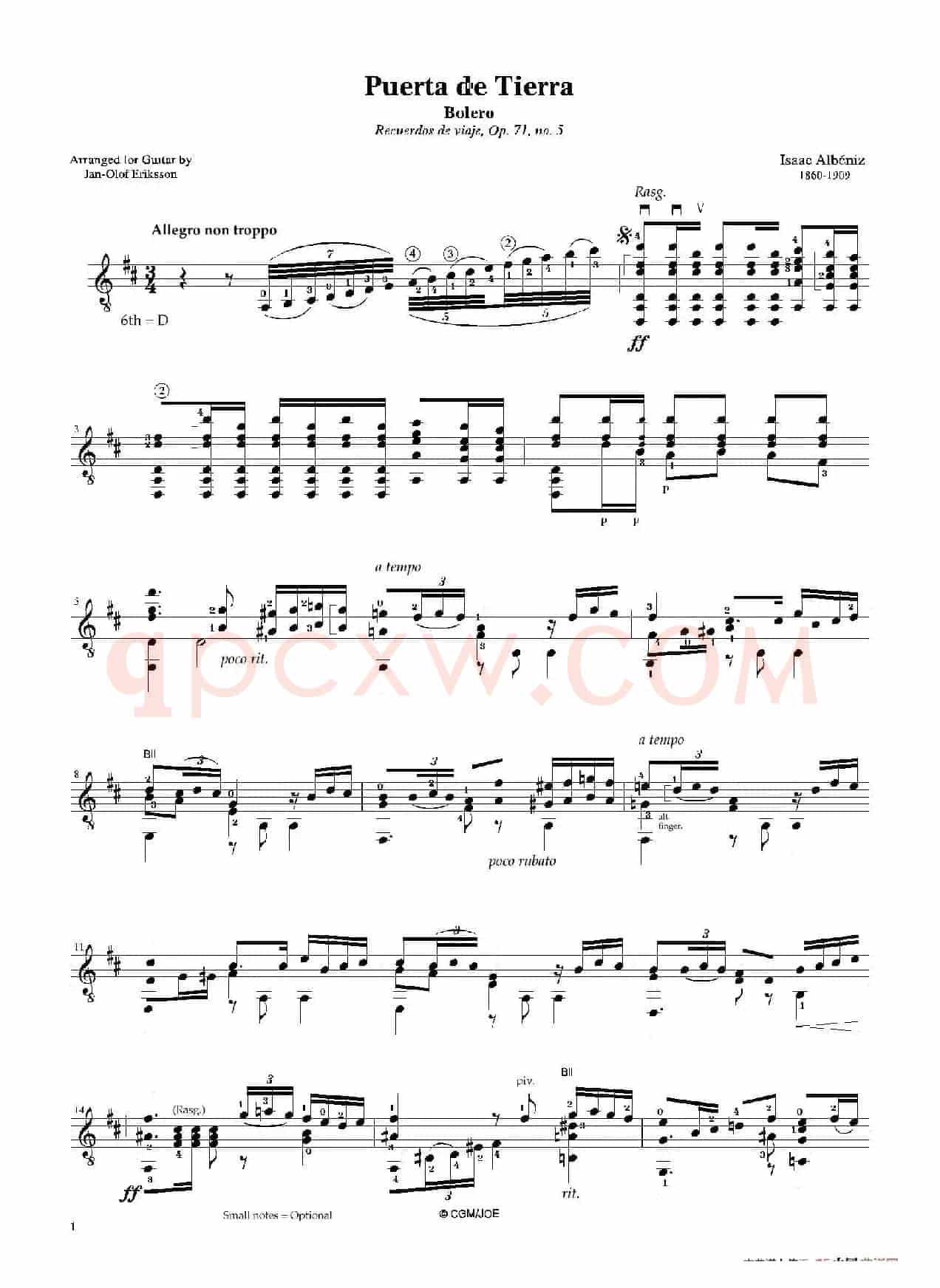  Albeniz Puerta de Tierra（古典吉他）