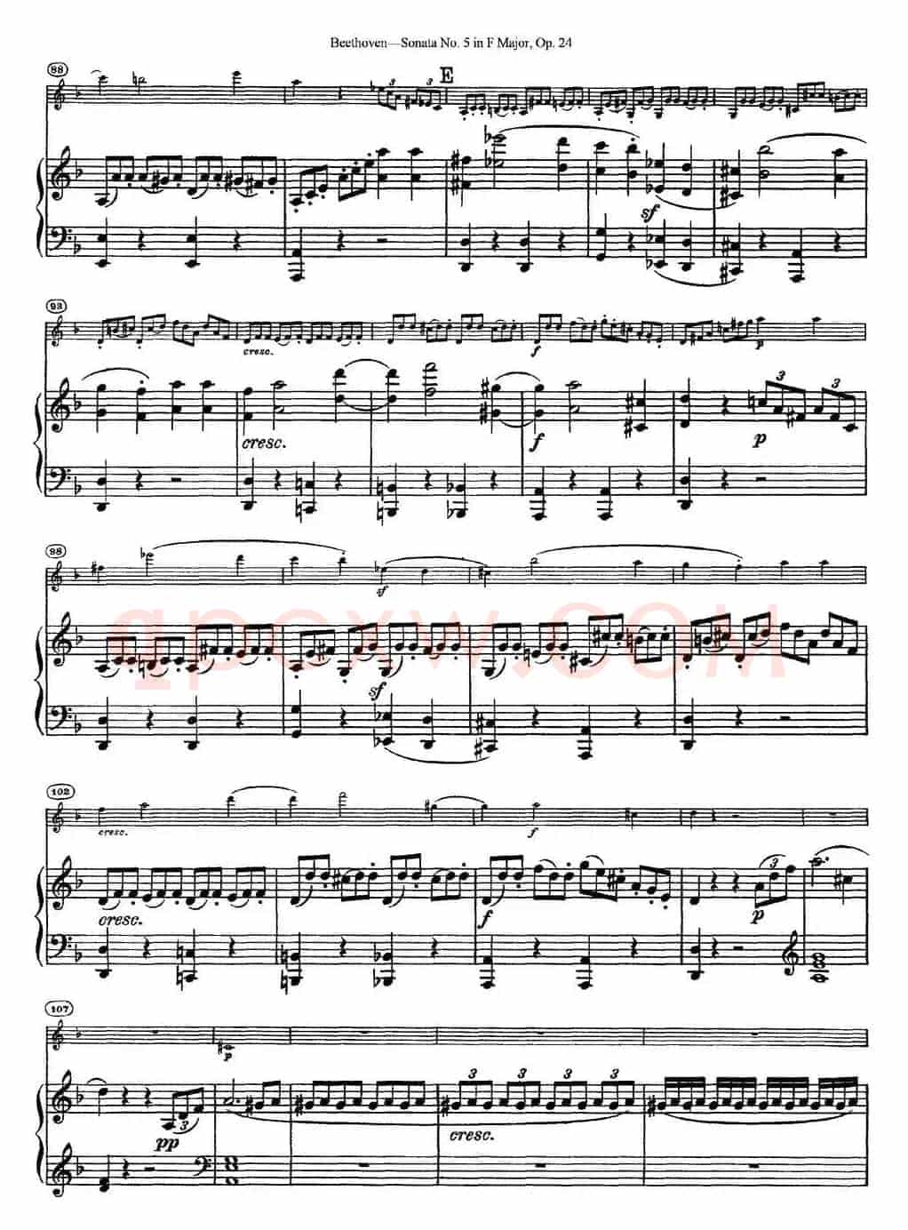Violin Sonata No.5 in F Major Op.24（小提琴+钢琴伴奏）