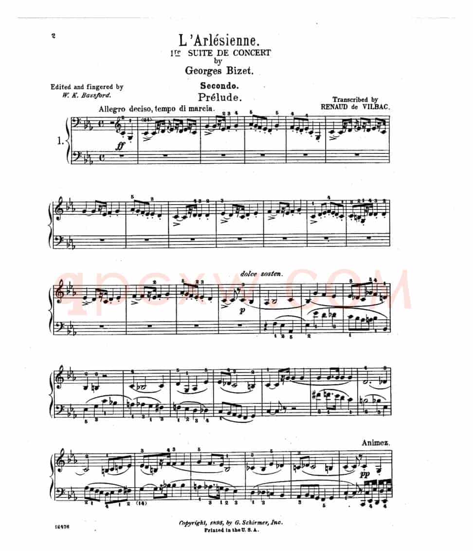 L'Arlesienne Suite No·1（阿莱城姑娘·第一组曲·四手联弹）