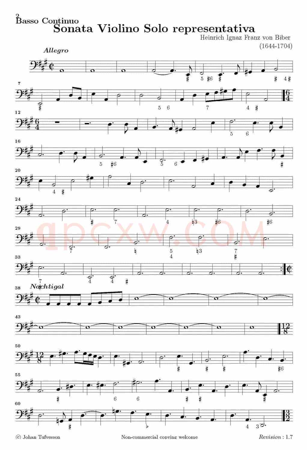 Sonata Violino Solo representativa（Basso Continuo）