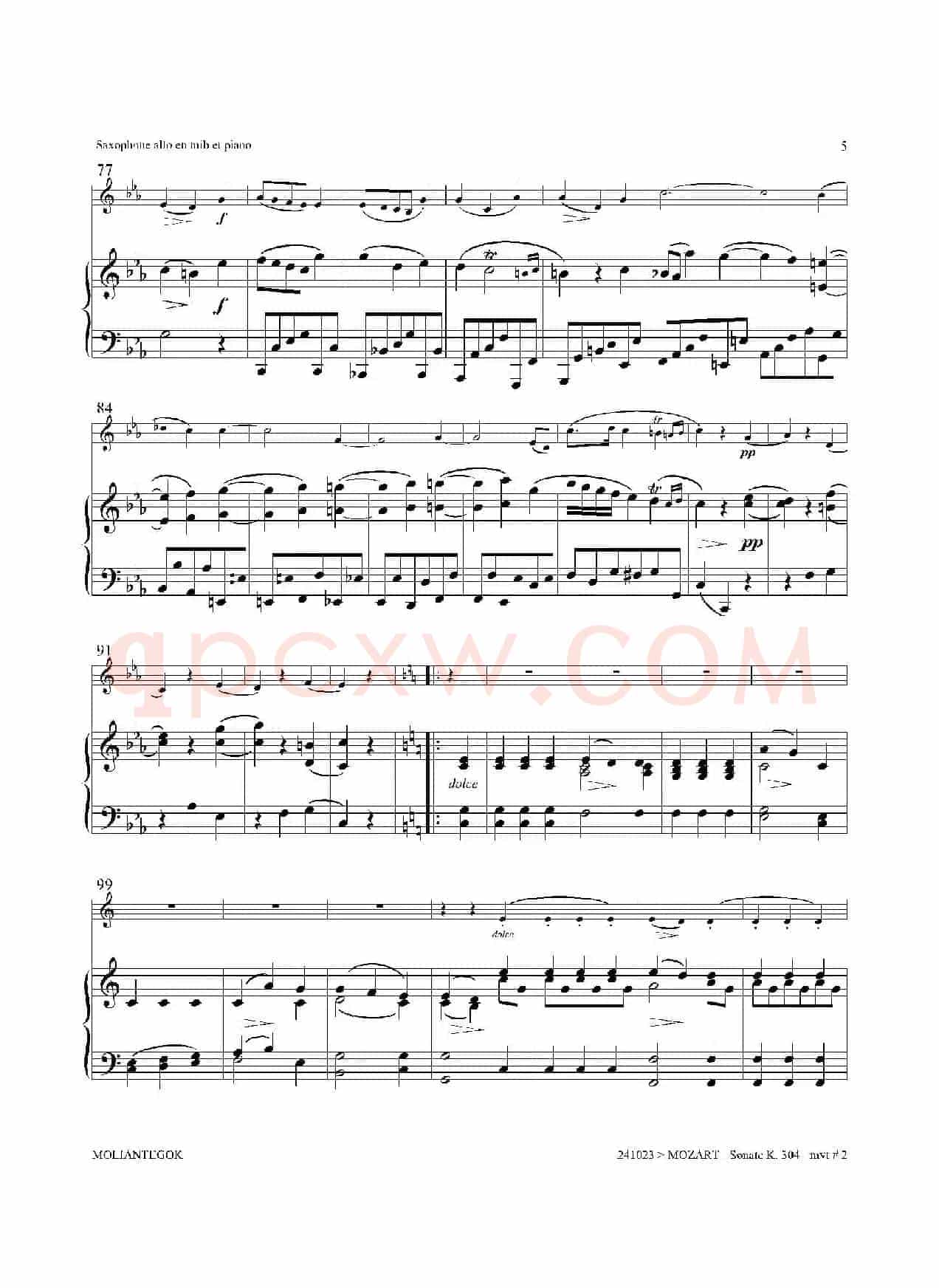 奏鸣曲 Op.304（中音萨克斯+钢琴伴奏）