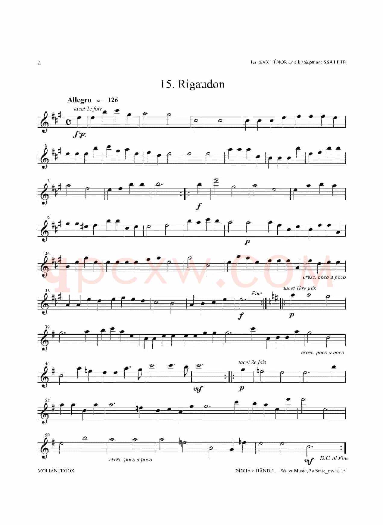 Water Music（HWV.350 No.3）（第一次中音萨克斯）