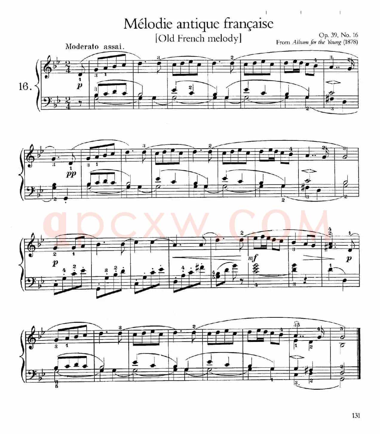 Album for the Young Op.39(儿童钢琴曲集)(16. 古老的法国旋律 Old French Melody)