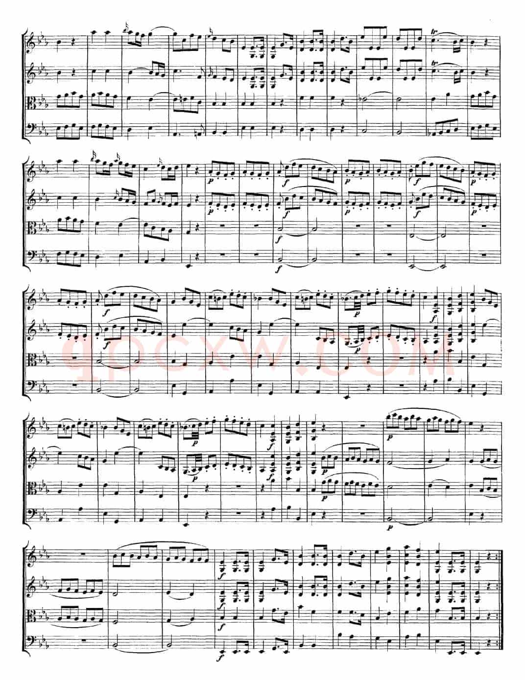 Mozart《Quartet No.7 in Eb Major,K.160》（总谱）