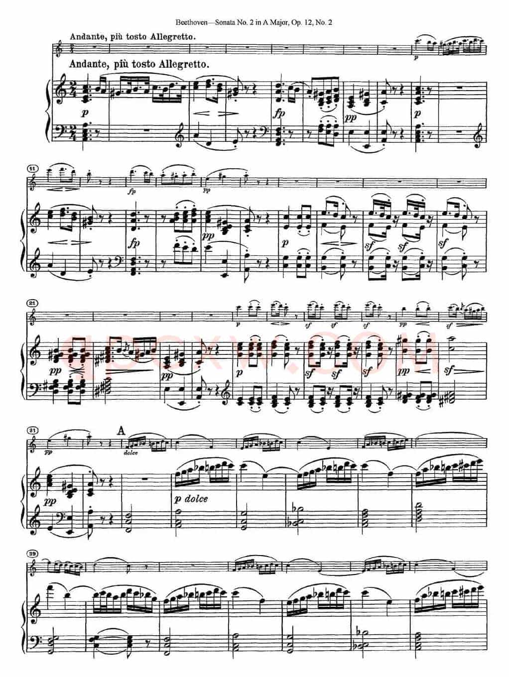 Violin Sonata No.2 in A Major Op.12 No.2（小提琴+钢琴伴奏）