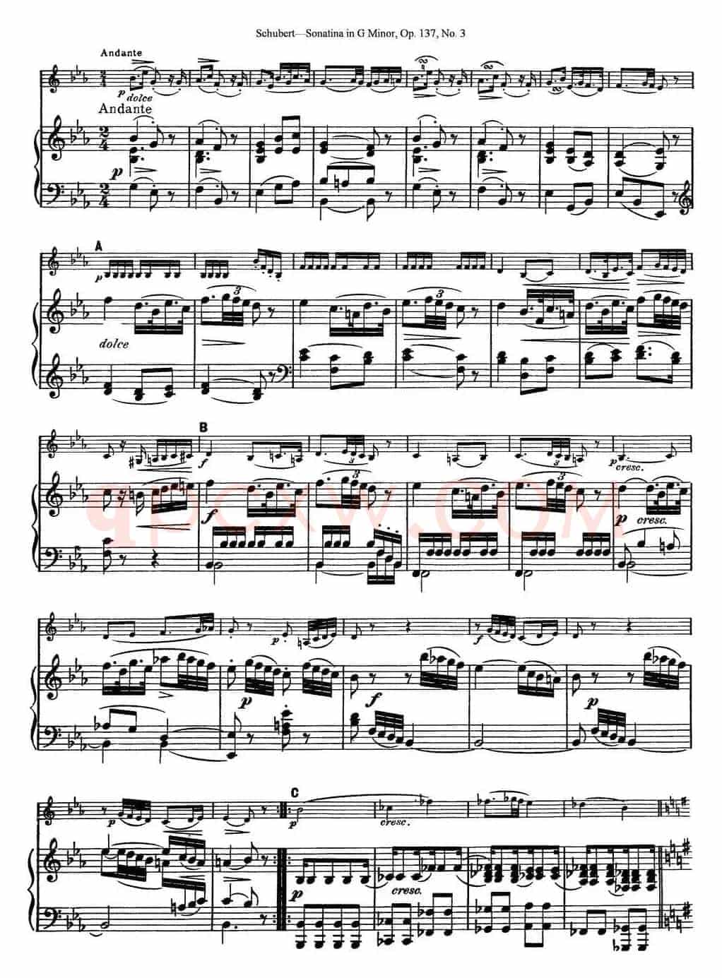Violin Sonatina in G minor Op.137 No.3（小提琴+钢琴伴奏）